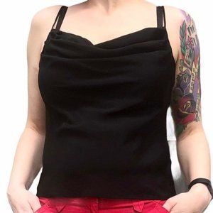 Vintage Cowl Neck Black Dressy Tank Top